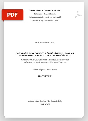 Hruška; Pastorační rady farností...;Disertační práce KTF UK, 2009